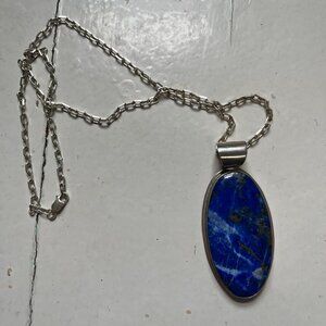 Lapis pendant with silver chain!